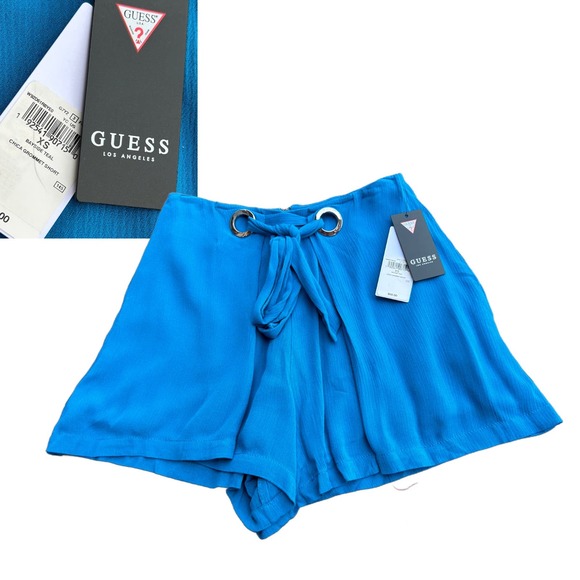 NWT Guess Bayside Teal High Waist Grommet Tie Short Shorts / Women’s XS * - Picture 1 of 4